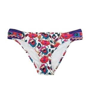 Nanette Lepore Antigua Siren Colourful Embroidery Print Hipster Bikini Bottom
